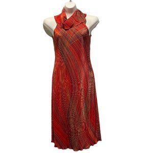 Orange Crinkle Sleeveless Dress